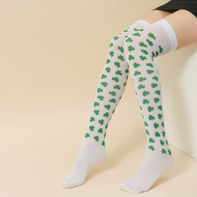 Decoraciones para el Día de San Patricio, Accesorios para el Día de San Patricio, Regalos para el Día de San Patricio, Medias de Trébol Verde, Medias hasta la Rodilla, Medias de Rayas para la Fiesta d