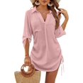 thumbnail image 1 of Womens Bathing Suit Cover Ups Bikini Swimsuit Coverup Drawstring Beach Dress Shirt, 1 of 6
