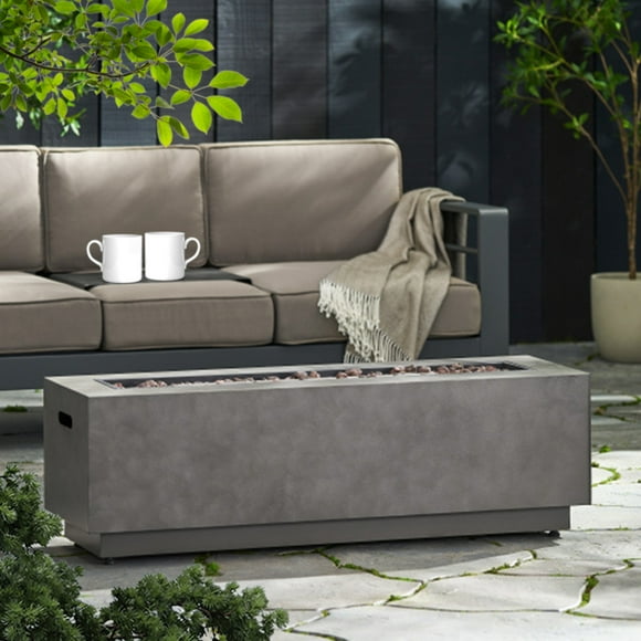 Fire Pit Propane Gas FirePit Table 48" Outdoor Fire Pit Rectangular Tabletop, for Outside Garden Backyard Deck Patio(Tank cover not included)