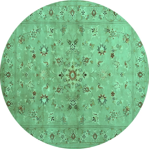 Ahgly Company Indoor Round Abstract Turquoise Blue Contemporary Area Rugs, 6' Round