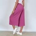 thumbnail image 7 of Penkiiy Womens Capri Pants Summer Beach Pants Linen Style Crop Wide Leg Palazzo Pants Loose Yoga Capris with Pockets 2XL Hot Pink, 7 of 7