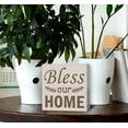 thumbnail image 3 of Zomyto 7"x7" House Decor Wooden Box Sign Home Decor, Bless Our Home Wood Box Sign Block, 3 of 5