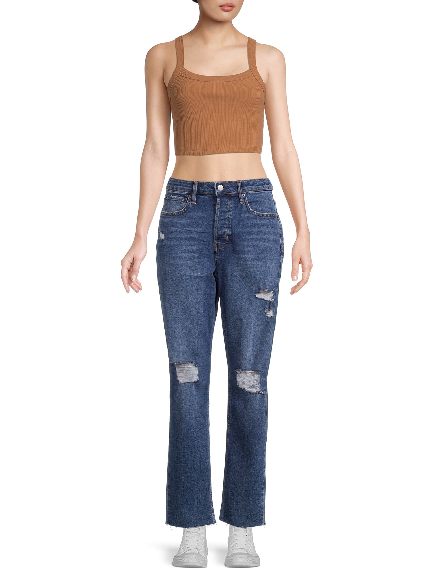 No Boundaries Juniors Crop Rib Tank Top, 2-Pack