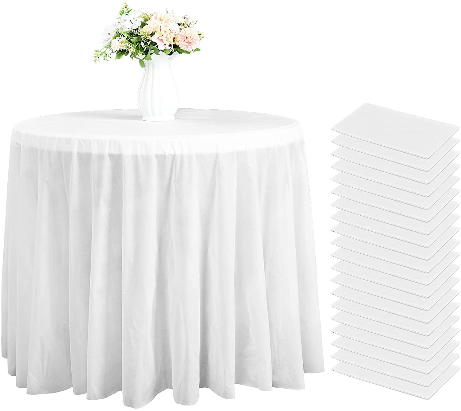 20 Pack Premium Plastic Round Tablecloth 84 inch Disposable Circle