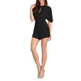 thumbnail image 3 of eVogues Women's Keyhole Solid Knit Romper Black, 3 of 6