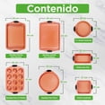 thumbnail image 3 of Set de 8 Moldes y Charolas para Hornear NutriChef, Antiadherentes, con Mangos de Silicona Resistentes Antiquemaduras, Acero al Carbono, Incluye Molde para Pan, Muffins, Bandejas y Crisper para Pizza, 3 of 7