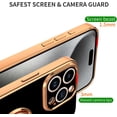 thumbnail image 3 of for Black iPhone 15 Pro Max Case with Ring Holder Kickstand [with Magnetic] Soft TPU Bumper, Glitter Gold Electroplated Cover Full Camera Protective Phone Case for iPhone 15 Pro Max 2023, 3 of 13