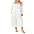 thumbnail image 1 of MesaSe Femmes Été Automne Décontracté Midi Robes Manches Longues V Cou Croix avant Côtelé Robe Élastique Robe Longue de Base avec Poches, 1 of 9