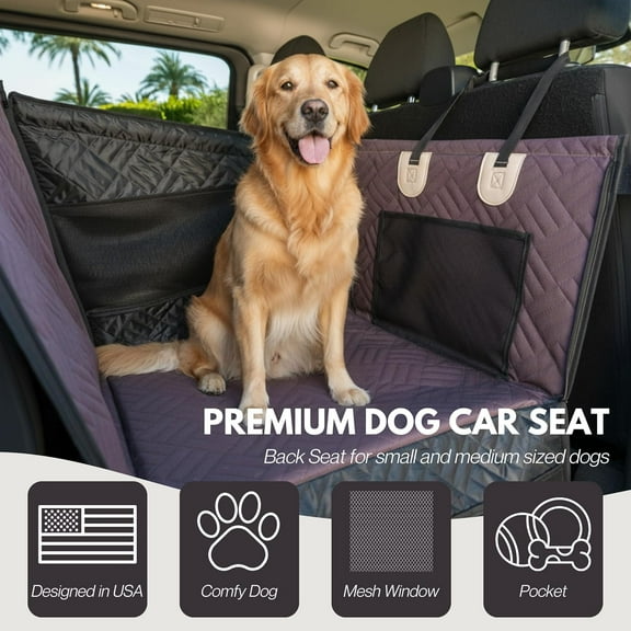 Premium Dog Car Seat & Back Seat – Waterproof & Non-Slip Travel Hammock with Storage Pockets| Secure & Comfortable Pet Seat Cover for Large & Medium Dogs – Fits Cars, SUVs & Trucks