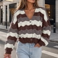 thumbnail image 4 of thefmos Womens Striped Chunky Cardigan Sweaters Button Up Fall Trendy Color Block Long Sleeve Knit Coats Casual Fashion Winter Clothes, Pink S, 4 of 5