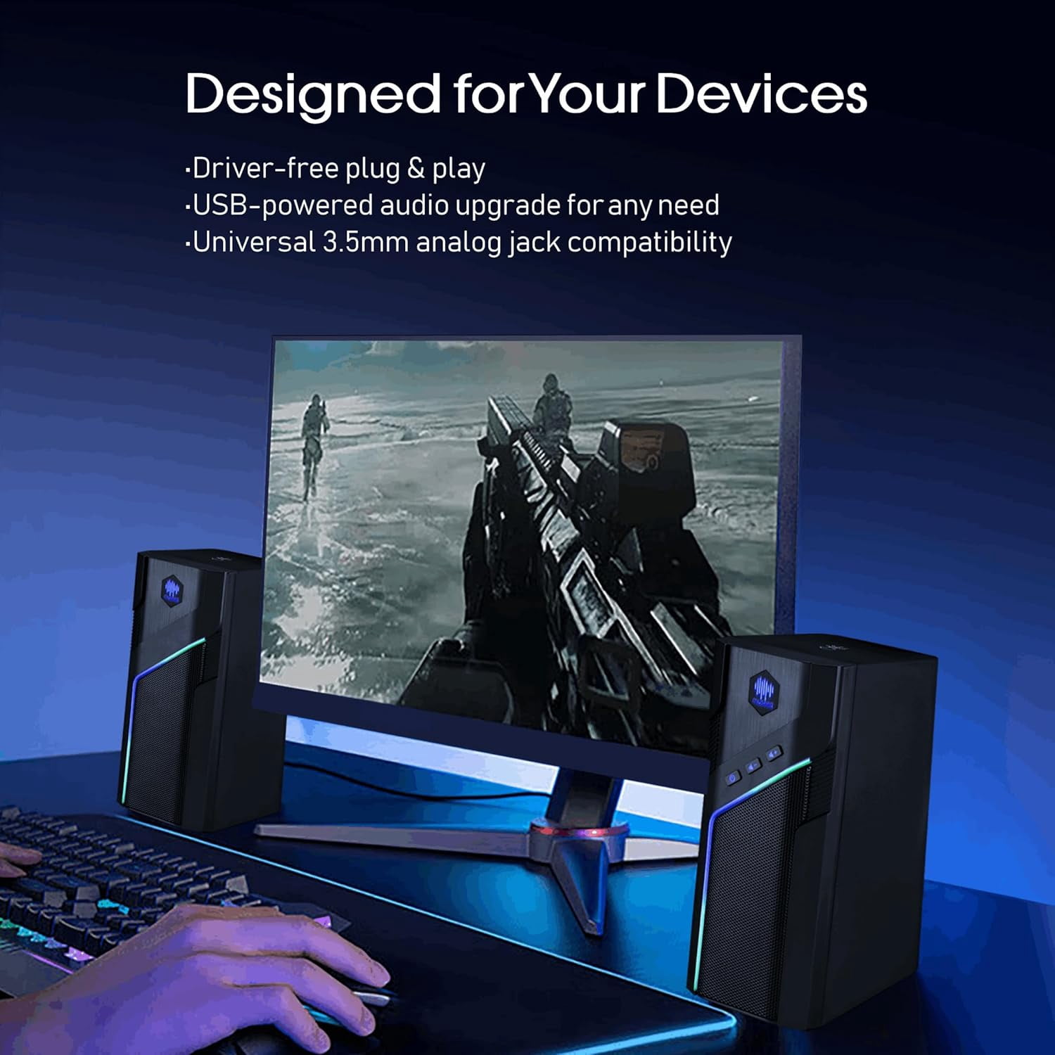 W-206RE RGB Gaming Speakers for PC, Bluetooth & USB Desktop Speakers for Gaming PC and Monitor, Touch Control Stereo Computer Speakers with 21 LED Light es
