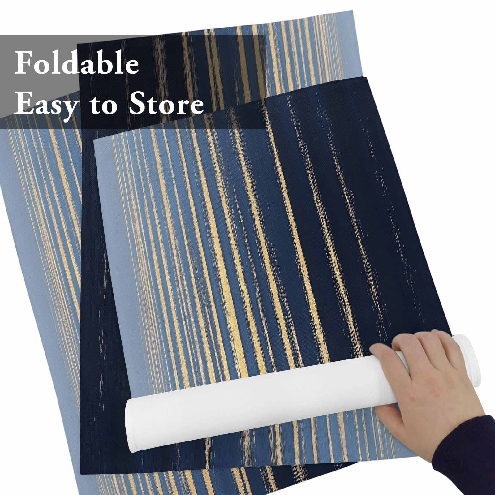 Abstract Golden Placemats Set of 4 Water Wave Blue Ocean Sunrise Horizon Place Mats Washable Table Mats for Party Kitchen Dining Decoration, 13 X 19 Inch