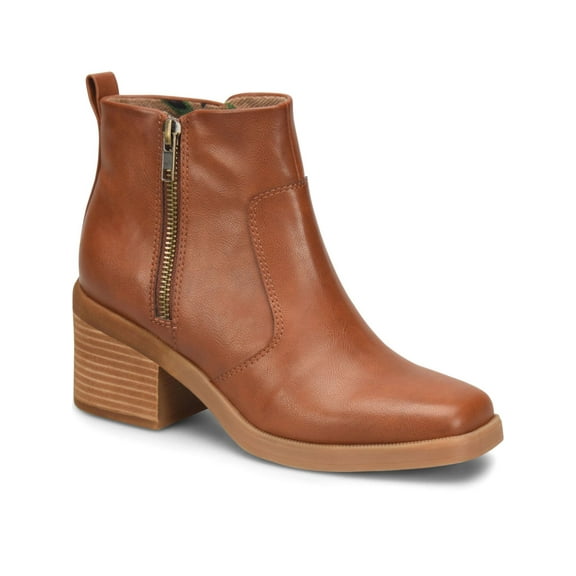 BOC Womens Brown Back Pull-Tab Cushioned Lexy Square Toe Stacked Heel Zip-Up Booties 8 M