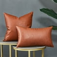 thumbnail image 6 of Topfinel Faux Leather Decorative Square Throw Pillow Cover for Living Room Couch Bed Sofa Car ,Modern Rectangle Throw Pillow Cover ,Square Cushion Covers, Brown,12 x 20 inch,Set of 1, 6 of 6