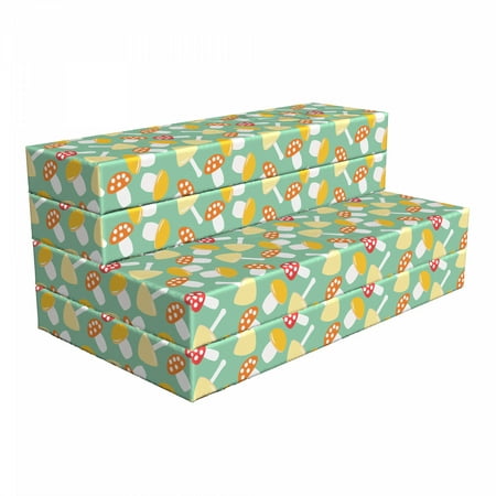 

Mushroom Foldable Mattress Colorful Toadstools 78.7 x 47.2 Mint Green and Multicolor by Ambesonne