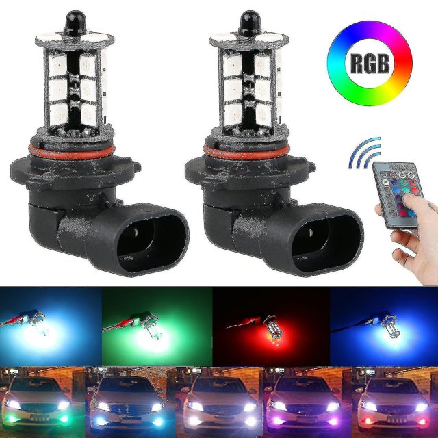 2x 9006 Led 5050 Rgb Bombilla de luz antiniebla para automóvil con control remoto