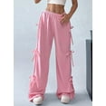 thumbnail image 4 of Women'S Wide Leg Sweatpants Elastic Waist Casual Baggy Pants with Pocket Streetwear Going Out Pink L, 4 of 7