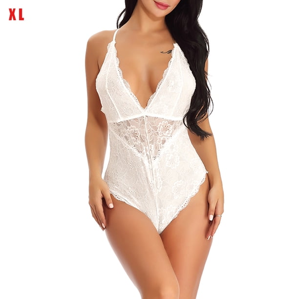 Mono sexy mono de cosplay suave mono de tela con pantalla de encaje para mujeres adultas, blanco, XXL Inevent XX000036-55