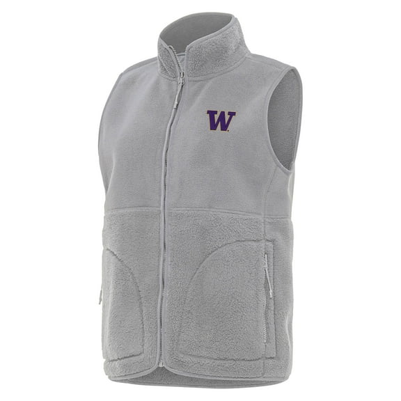 Women's Antigua Gray Washington Huskies Nostalgic Full-Zip Vest