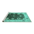 thumbnail image 2 of Ahgly Company Machine Washable Indoor Round Oriental Turquoise Blue Industrial Area Rugs, 6' Round, 2 of 4