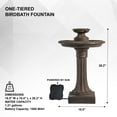 thumbnail image 5 of XBrand 28" Solar Water Fountain, 1-Tier, Outdoor Birdbath, Brown Resin, With Solar Panel, Solar Pump for Home Garden Yard Décor, 5 of 6