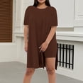 thumbnail image 2 of Shadoumai Women Plus Size 2 Piece Outfits Short Sleeve Tunic Tops and Biker Shorts Sets Tracksuits, 2 of 7