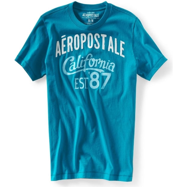 Aeropostale Hombre California Est. Camiseta gráfica 87, azul, talla extra pequeña