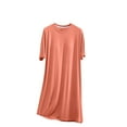 thumbnail image 3 of Feancey Womens Nightgowns & Sleepshirts Summer Short Sleeve Modal Sleep Dress Solid Color Casual Loose Nightdress Cozy Soft Loungewear Summer Sales Clearance Orange L, 3 of 10