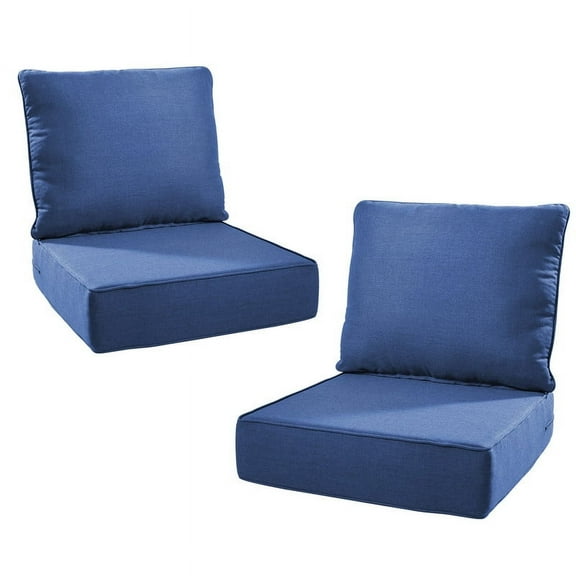 Gymojoy 24 in. x 24 in. x 6 in.Deep Seat Cushion Set, Olefin 4-Piece Deep Seating Outdoor Replacement Lounge Chair loveseat Sofa Cushion in Blue