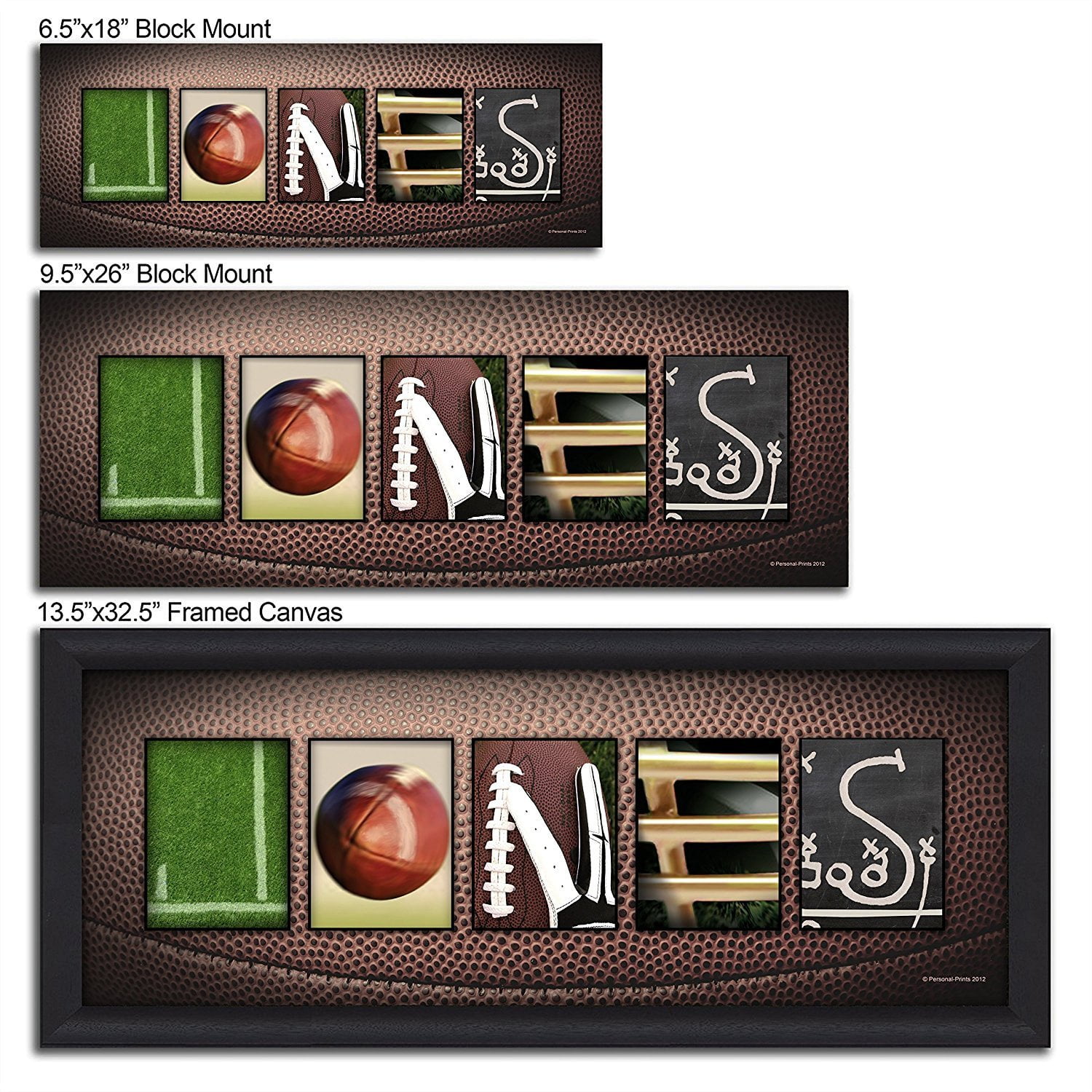 Personalized Football Wall Art, Live Previews, Choose Each Photo, Multiple Options