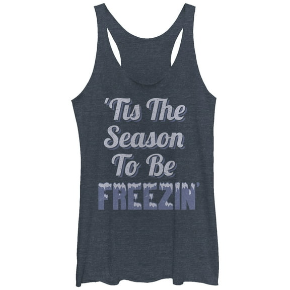 Women's CHIN UP Season to Be Freezing Racerback Tank Top Navy Blue Heather X Large
