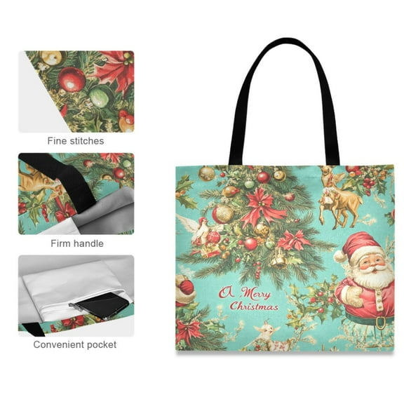 Canvas Tote Bag for Women Girls Design Print Festive Holiday Whimsy Tote