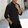 thumbnail image 6 of Stamzod Button Up Shirt Men Business Casual Color Block Long Sleeve Office Dress Shirts Men's Clothing Black XXL, 6 of 7