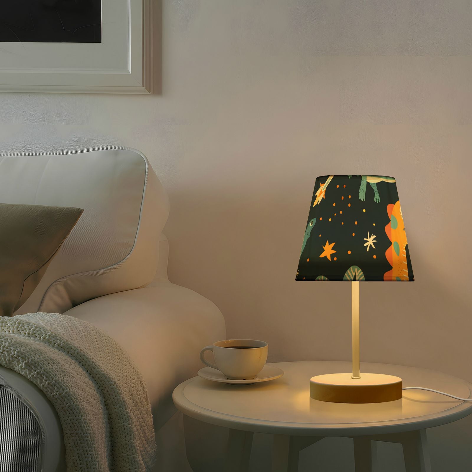 Dinosaurs in Space LED Desk Lamp Table Lamp USB Bedside Nightstand Small Lamp for Bedroom Living Room Kids Room