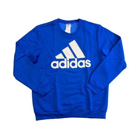 Adidas Men's Graphic Logo Long Sleeve Fleece Lined Sweatshirt (Royal Blue/White, XL)