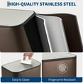 thumbnail image 4 of Trash Can for Kitchen, Stainless Steel Garbage Can with Soft-Close Lid, Foot Pedal and Removable Inner Bucket, Rectangular Trash Can for Office Bedroom Bathroom Living Room, Brown, 4 of 8