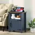 thumbnail image 7 of Joaxswe 18" Farmhouse Nightstand with Charging Station Set of 2, Open Shelf Bedside Table for Bedroom, Navy Blue, 7 of 7