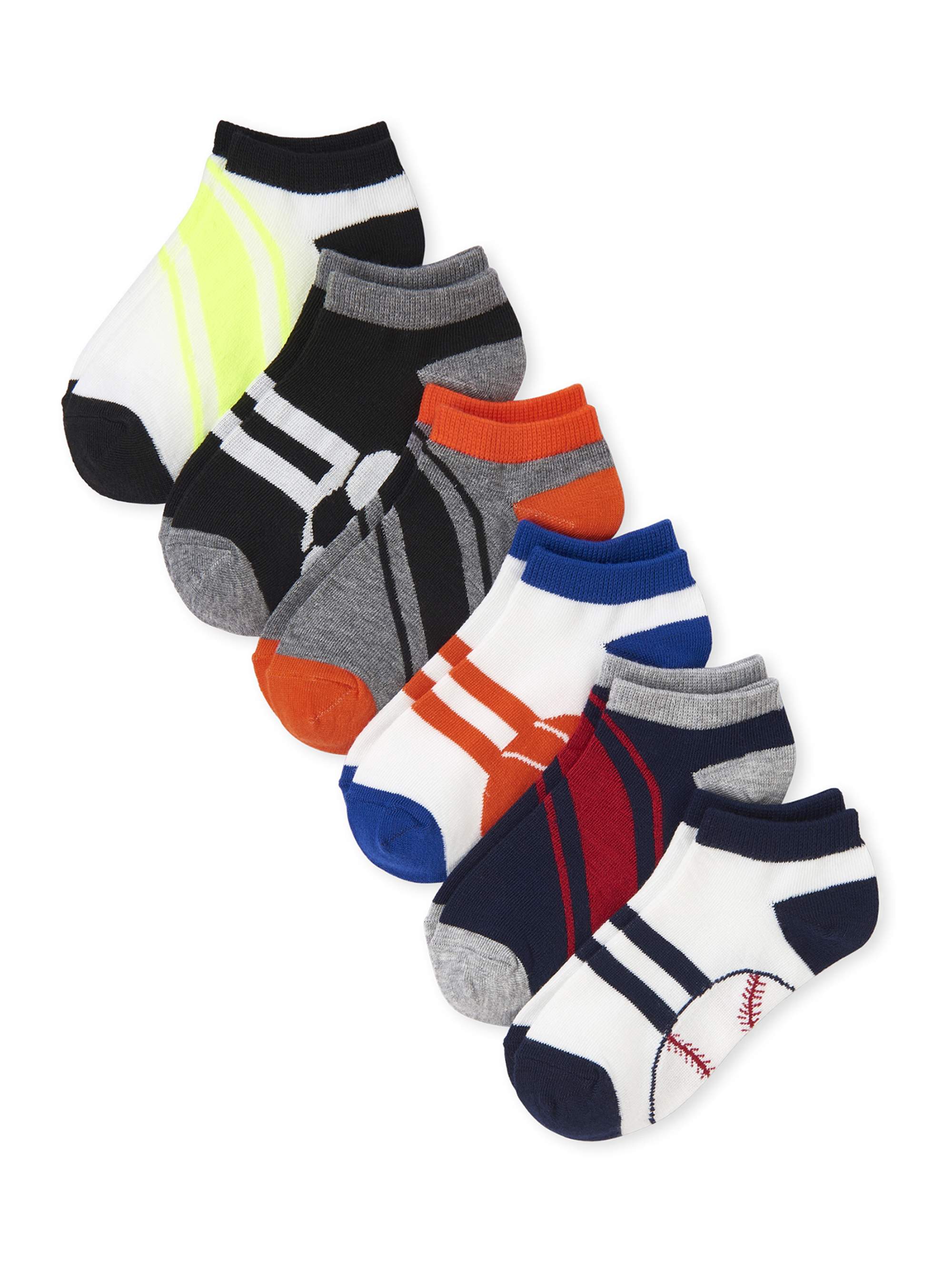 The Childrens Place Boys Big 6 Pack Novelty Graphic Ankle Socks