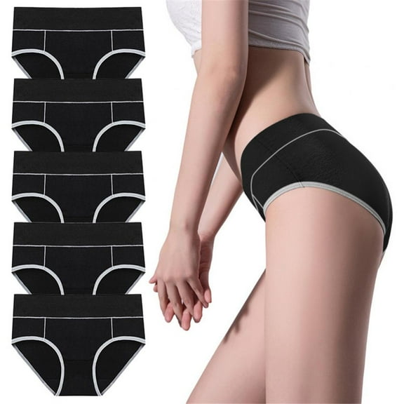 Baywell Women's Cotton Underwear High Rise Full Briefs Breathable Ladies Regular Plus Size Panties 5 Pack 88-242LBS