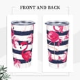 thumbnail image 4 of Kll Dark Blue Stripes And Pink Flamingos Stainless Stainless Steel Vacuum Insulated Coffee Cup 20 Oz Lids And Straws,1 Metal Straws,1 Cleaning Brush, 4 of 9