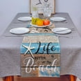 thumbnail image 3 of Amarainy Ocean Coastal Starfish Decorative Linen Table Runner 13x72 inch for Kitchen Dining Wedding Party and Home Decor, Retro Wood Grain Life is Better at The Beach, 3 of 5