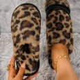 thumbnail image 4 of Unisex Leopard Fuzzy Slippers Plush Closed Toe Full Coverage House Shoes Soft Non- Warm Winter Indoor Footwear, 4 of 9