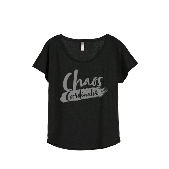 Thread Tank Chaos Coordinator Women's Fashion Relaxed Slouchy Dolman T-Shirt Tee Heather Black Small