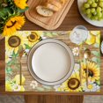 thumbnail image 4 of Sunflower Floral Placemats Set of 4, Farmhouse Pastoral Daisy Bees Brown Wood Placemats for Dining Table, Place Mats for Kitchen Tabletop, Waterproof Wipeable Dining Table Mats Set, 4 of 9