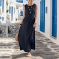 thumbnail image 4 of Lovzfmll Women's Relaxed Crew Neck Sleeveless Solid Maxi Sundress, Loose Casual Vacation Dress Navy, S, 4 of 7