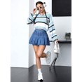 thumbnail image 6 of Womens Dark Wash Pleated Denim Mini Skirt, Casual A-Line Style, 6 of 24