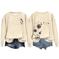 thumbnail image 4 of Holzkary Sweatshirts for Women Hoodies Women's Autumn Winter Round Neck Dandelion Print Loose Casual Warm Hoodie Graphic Printed Pullover Top Comfy Fall Winter Outfits Clothes 2025 Fashion Beige L, 4 of 4