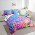 thumbnail image 3 of Manfei Ocean Mermaid 7 Pieces Bedding Comforter Set,Colorful Sea Coral Full Bedding Set,Gold Glitter Print Fitted Sheet Flat Sheet For Girls,Luxury Bedroom Decor Reversible, 3 of 8
