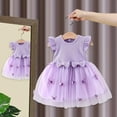 thumbnail image 5 of CAICJ98 Baby Girl Dresses Ruffle Sleeve Tutu Dress for Toddler Girls Butterfly Tulle Dress Flower Girl Party Birthday Princess Dresses Purple,6-12 Months, 5 of 5