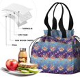 thumbnail image 4 of Pioneer Flower Floral Print Pattern Drawstring Lunch Bag Women - Drawstring Lunch Bag Insulated for Work Office - Stain-Resistant Large Lunchbags for Women with Multi-Pockets, 4 of 6